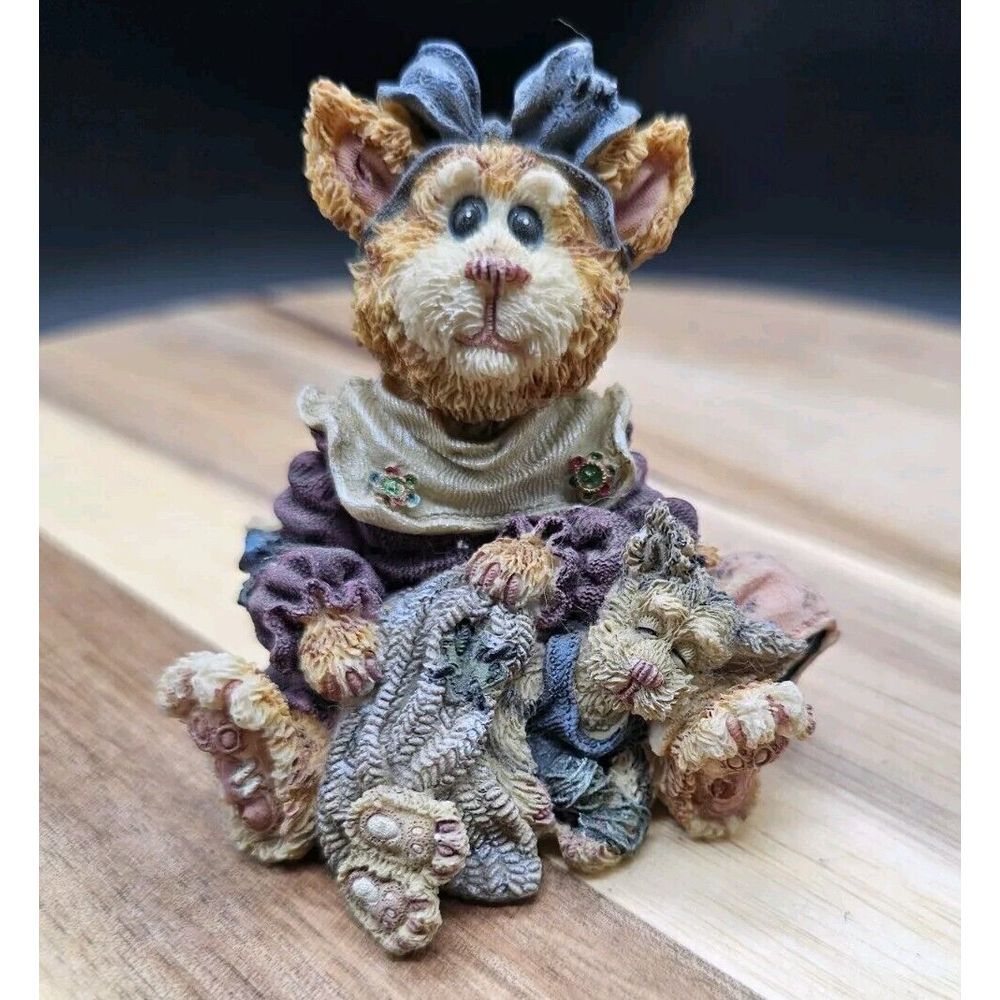 Vtg Boyds‎ Bear Purrstone Collection Maddie Purrkins With Puddytat Figurine Cat